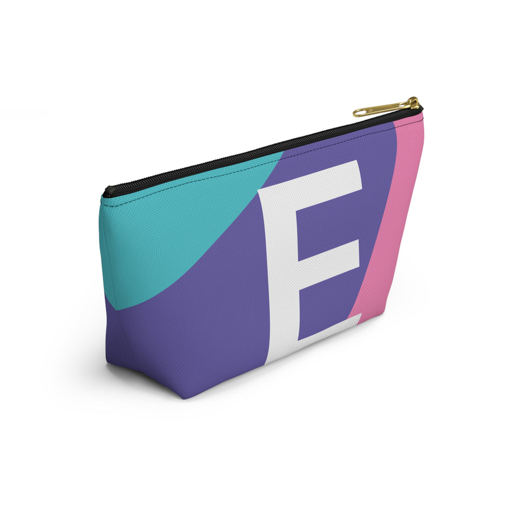 Initials Colorblock Accessory Pouch — Monogram E T-Bottom Cosmetic Bag