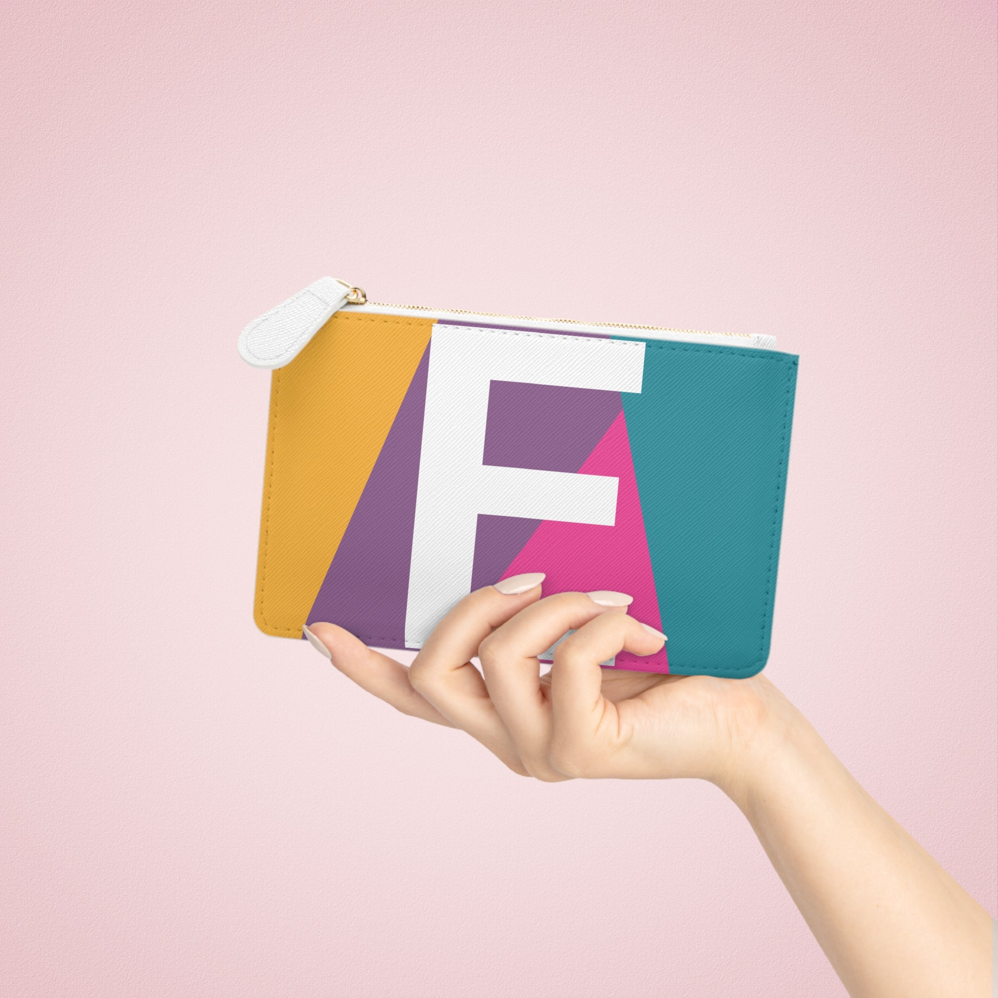 Initial E Mini Clutch — Colorblock Monogram Wristlet Wallet