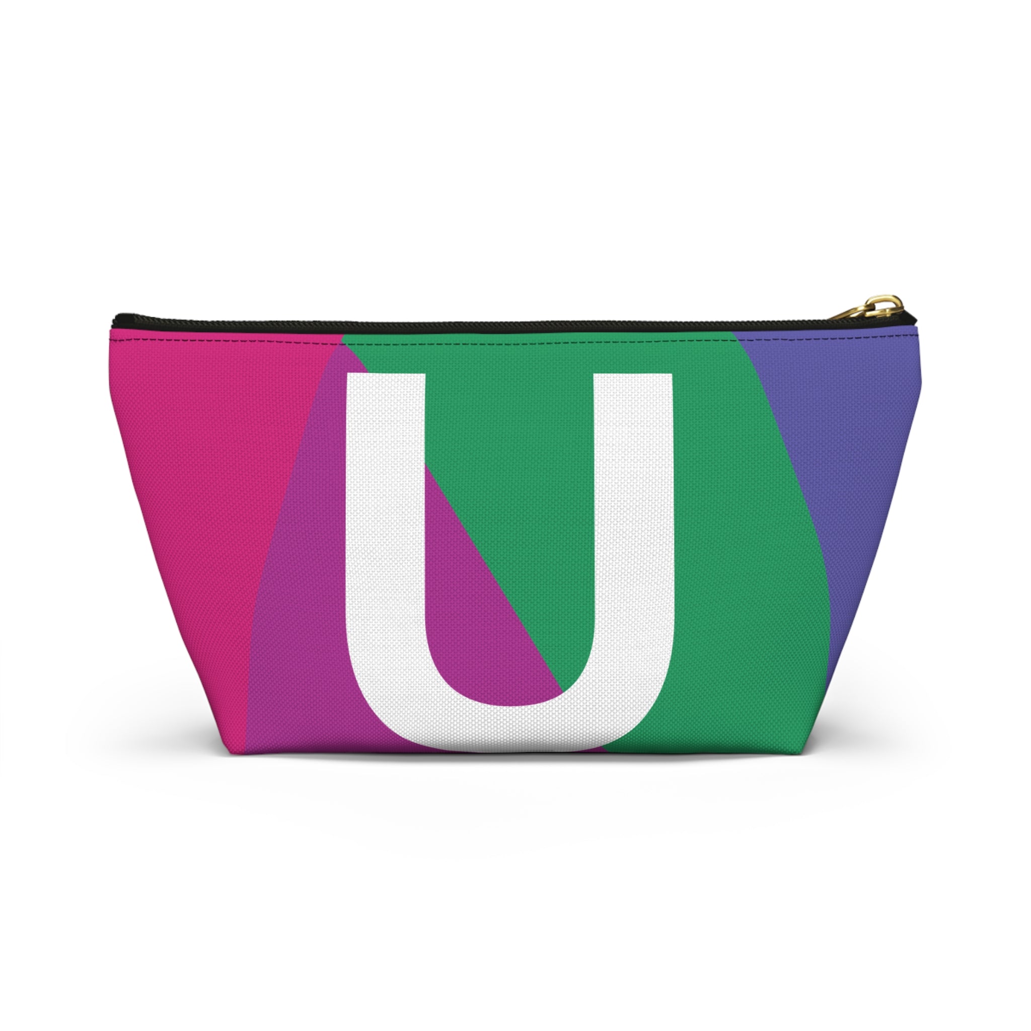 Initials Colorblock Accessory Pouch — Monogram U T-Bottom Cosmetic Bag