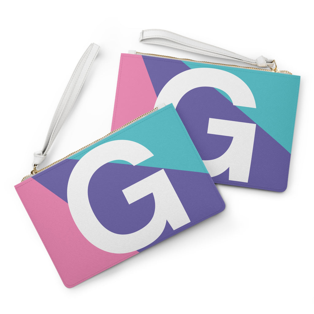 Monogram 'G' Colorblock Clutch Bag — Bold Geometric Wristlet for Everyday & Gifts