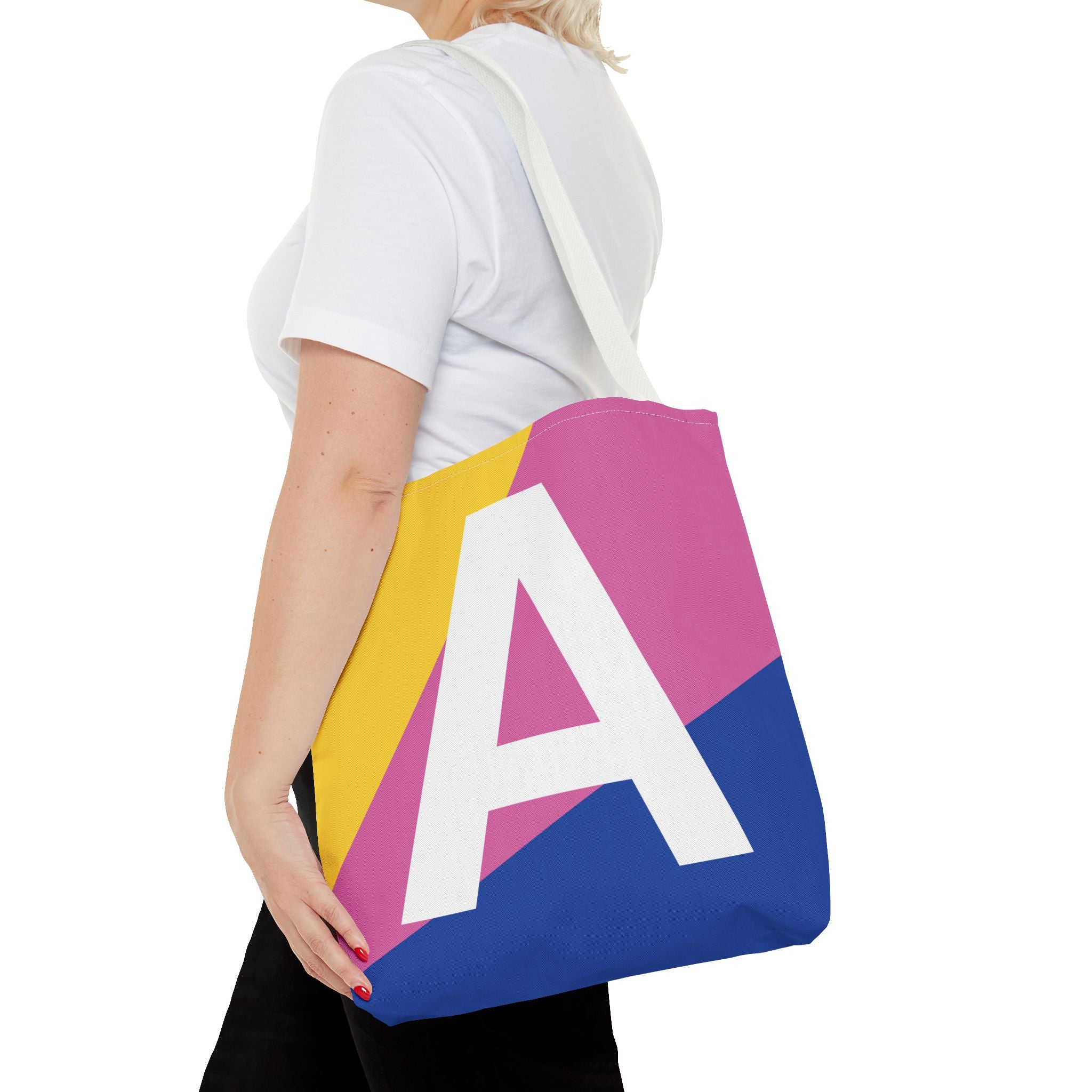 Monogram 'A' Colorblock Tote Bag — Personalized Initial A Shoulder Tote