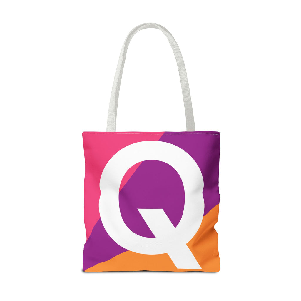 Monogram 'Q' Colorblock Tote Bag — Personalized Initial Q Shoulder Tote