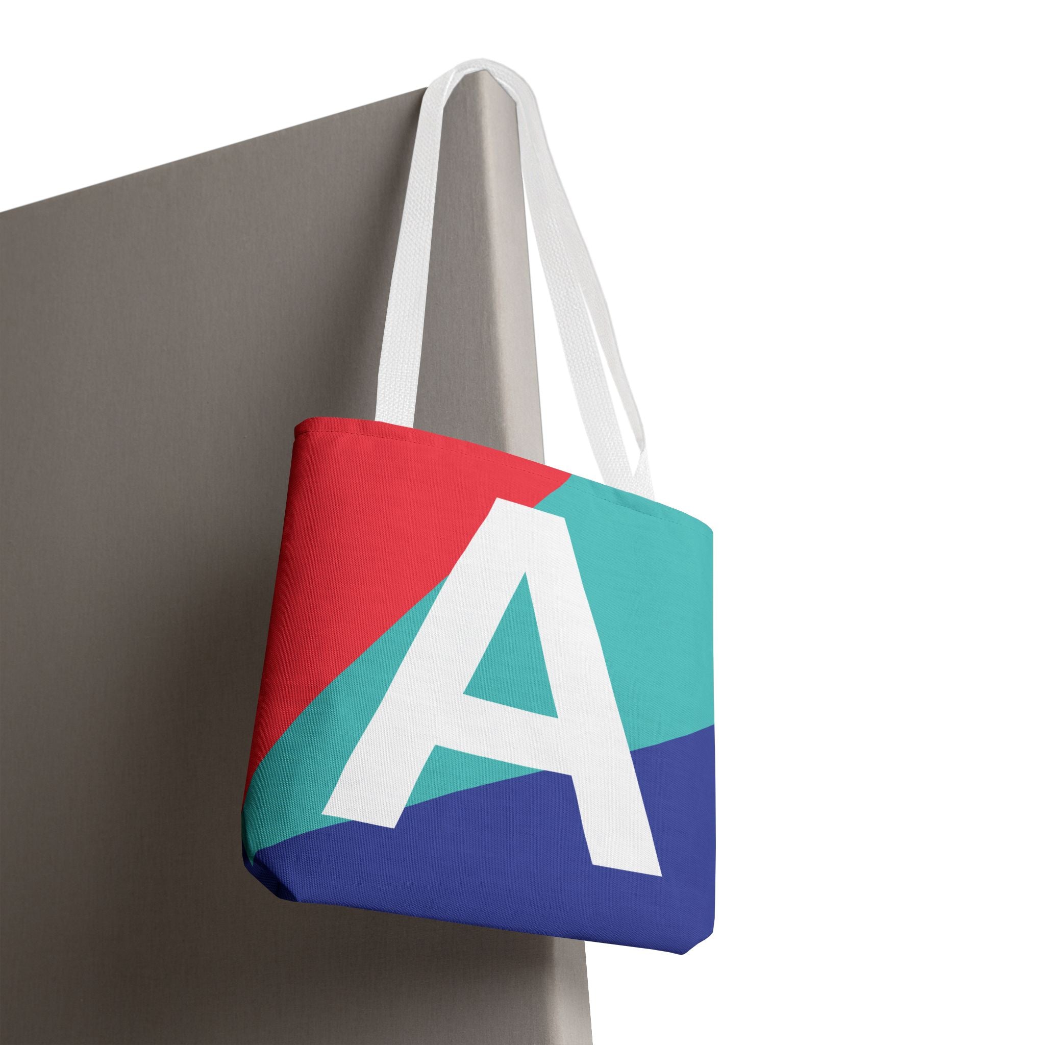 Monogram 'A' Colorblock Tote Bag — Personalized Initial A Shoulder Tote