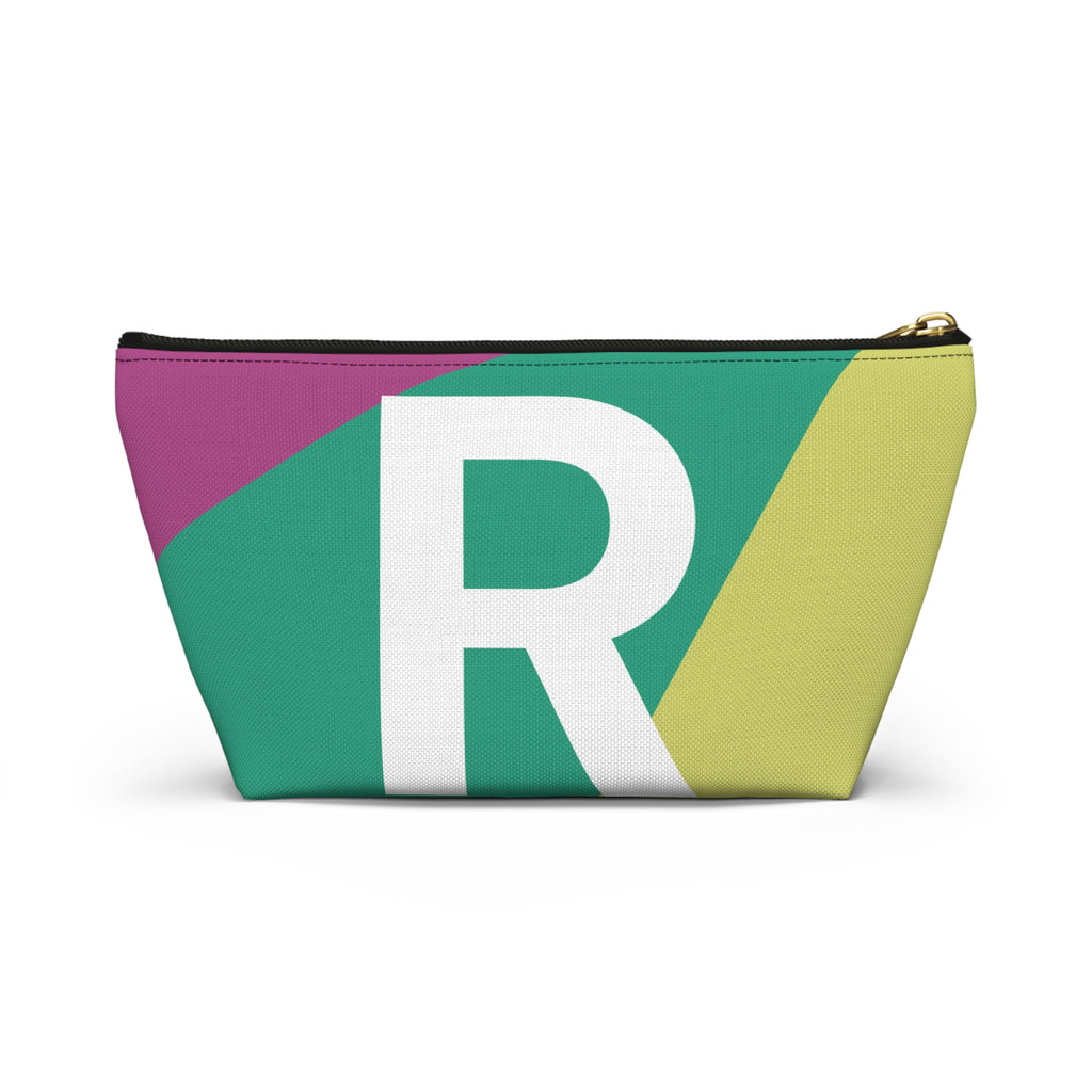 Initials Colorblock Accessory Pouch — Monogram R T-Bottom Cosmetic Bag