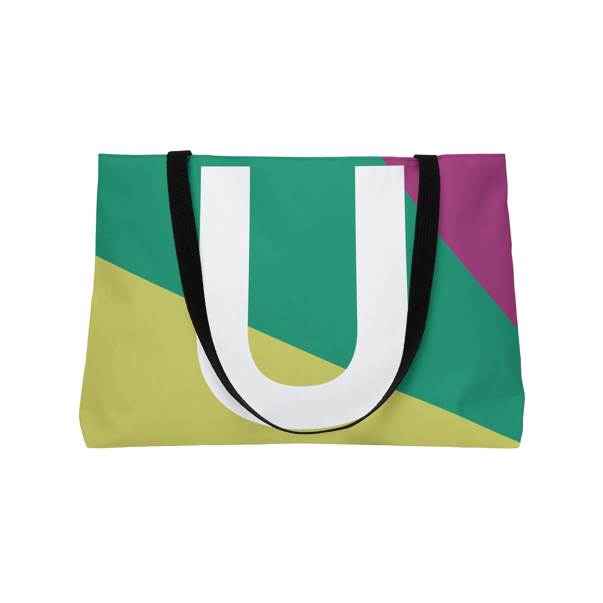 Personalized 'U' Colorblock Tote Bag — Monogram Weekender Tote
