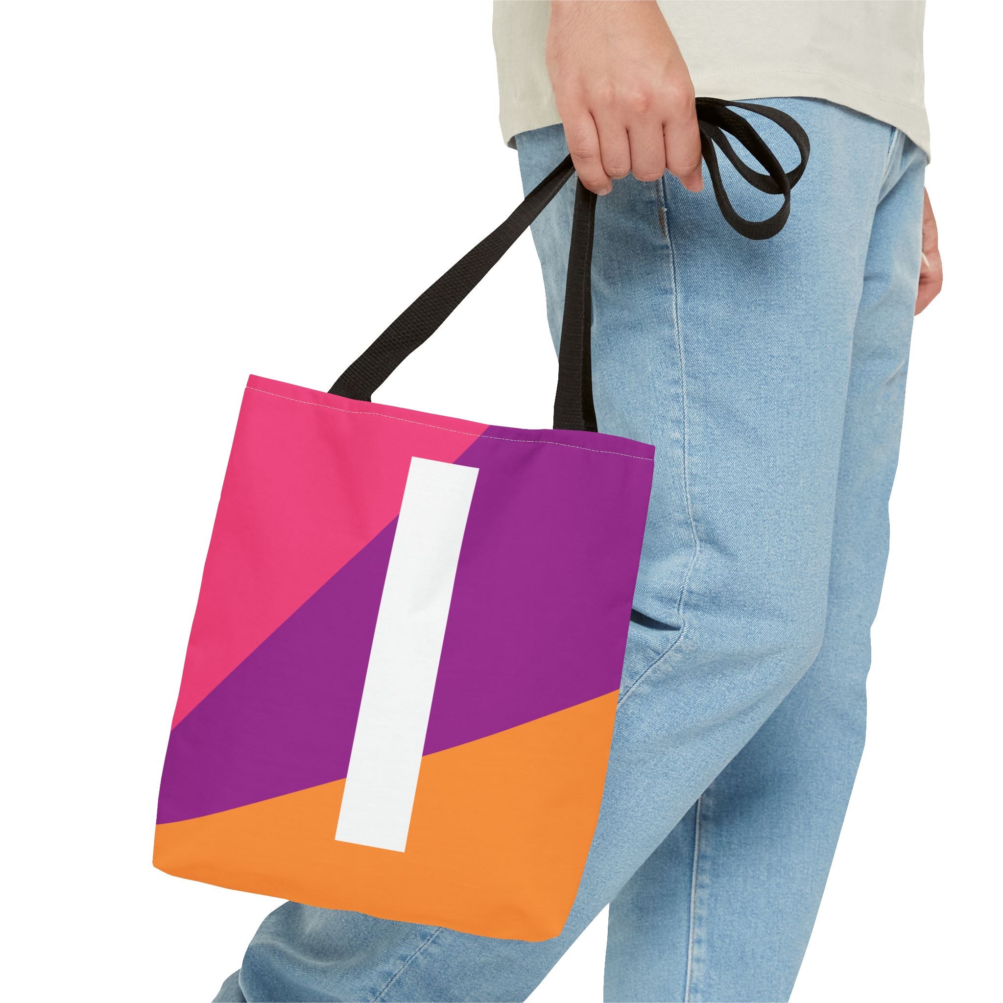 Monogram 'I' Colorblock Tote Bag — Personalized Initial I Shoulder Tote