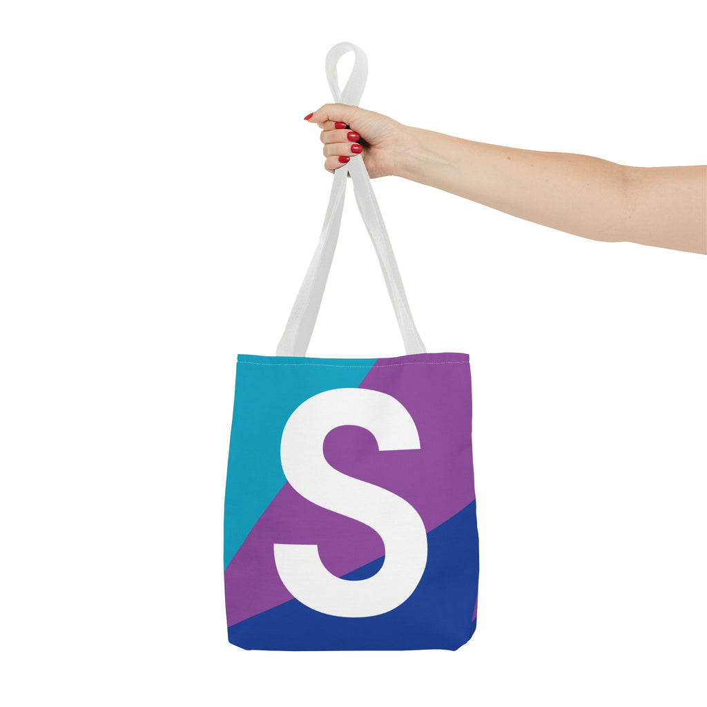 Monogram 'S' Colorblock Tote Bag — Personalized Initial S Shoulder Tote