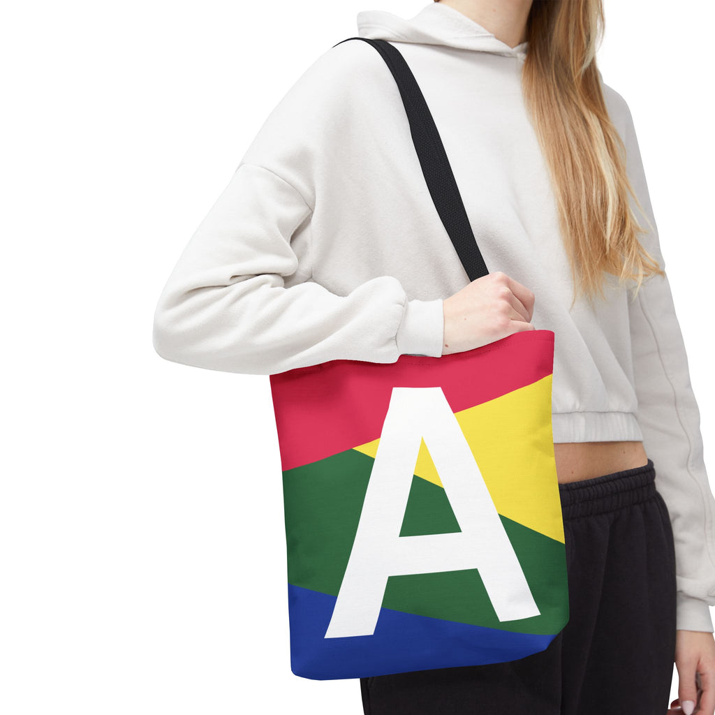 Monogram 'A' Colorblock Tote Bag — Personalized Initial A Shoulder Tote