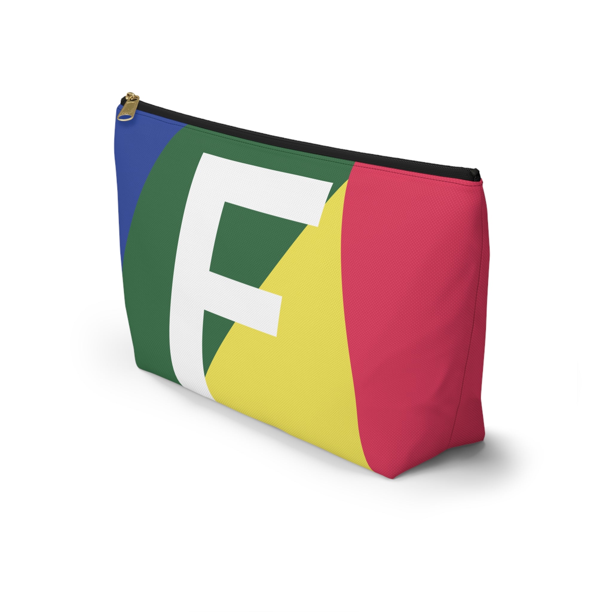 Initials Colorblock Accessory Pouch — Monogram F T-Bottom Cosmetic Bag