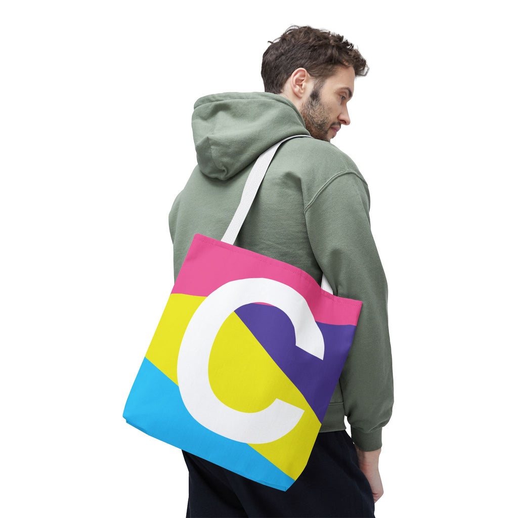 Monogram 'C' Colorblock Tote Bag — Personalized Initial C Shoulder Tote