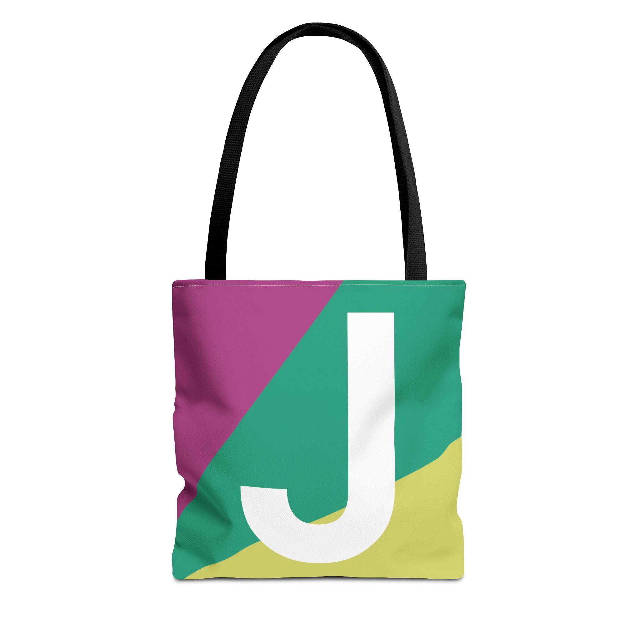 Monogram 'J' Colorblock Tote Bag — Personalized Initial J Shoulder Tote