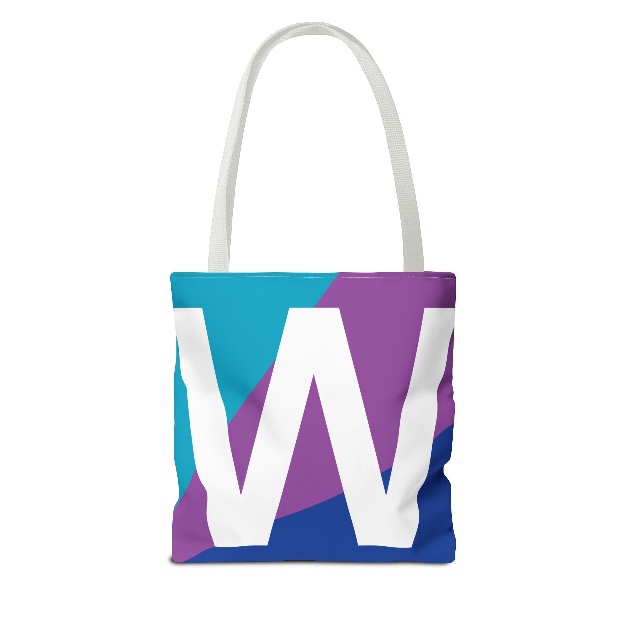 Monogram 'W' Colorblock Tote Bag — Personalized Initial W Shoulder Tote