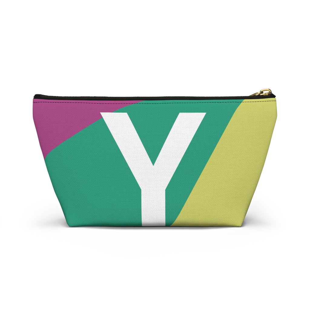 Initials Colorblock Accessory Pouch — Monogram Y T-Bottom Cosmetic Bag