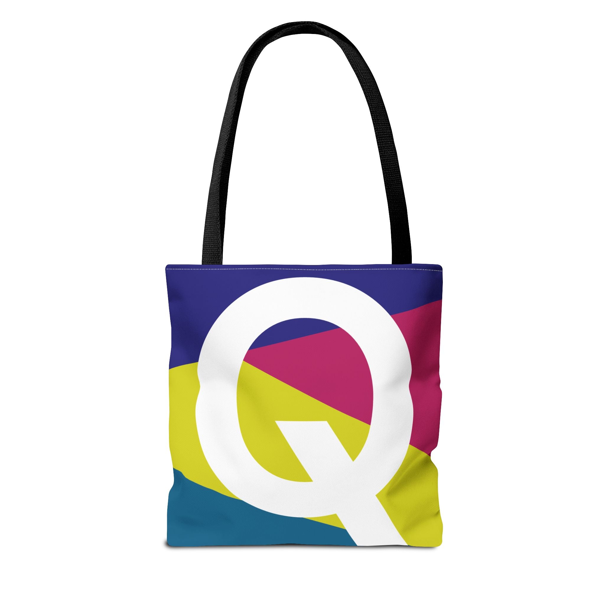Monogram 'Q' Colorblock Tote Bag — Personalized Initial Q Shoulder Tote