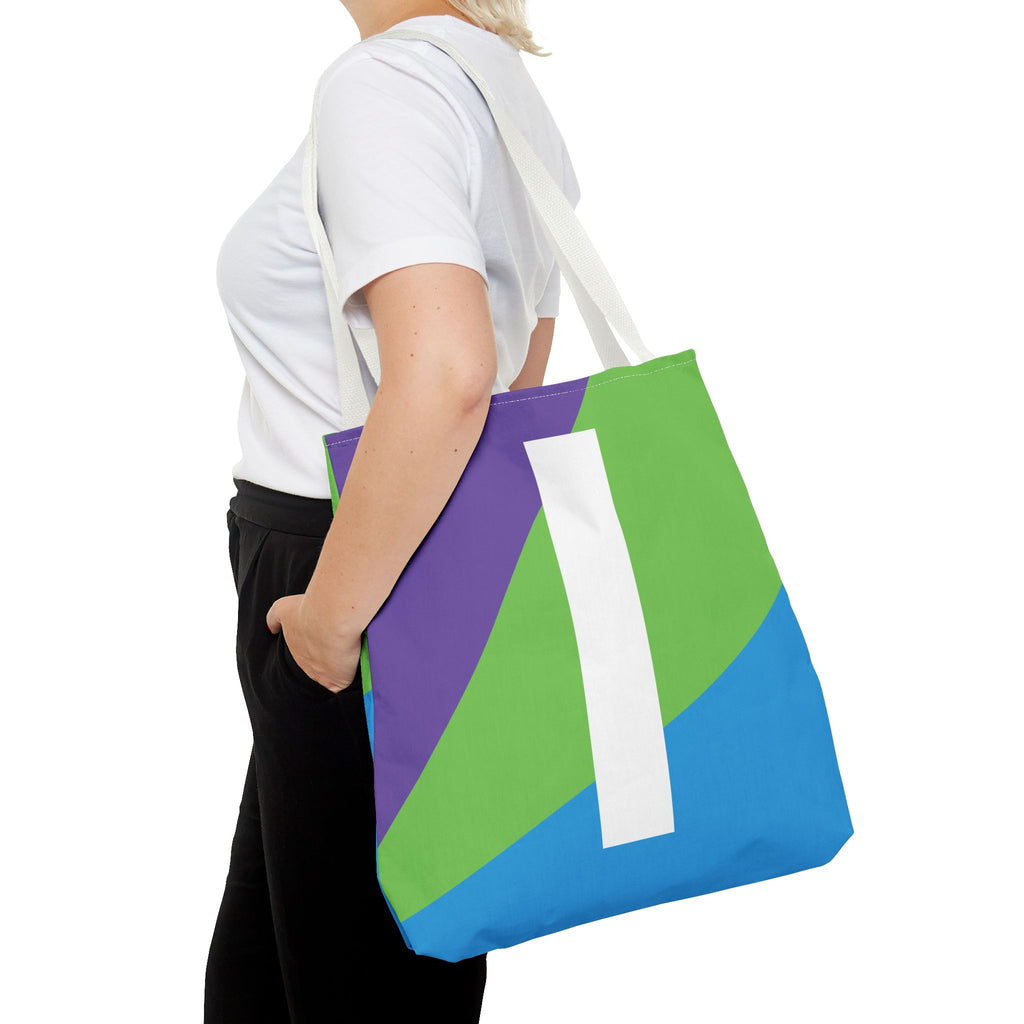 Monogram 'I' Colorblock Tote Bag — Personalized Initial I Shoulder Tote