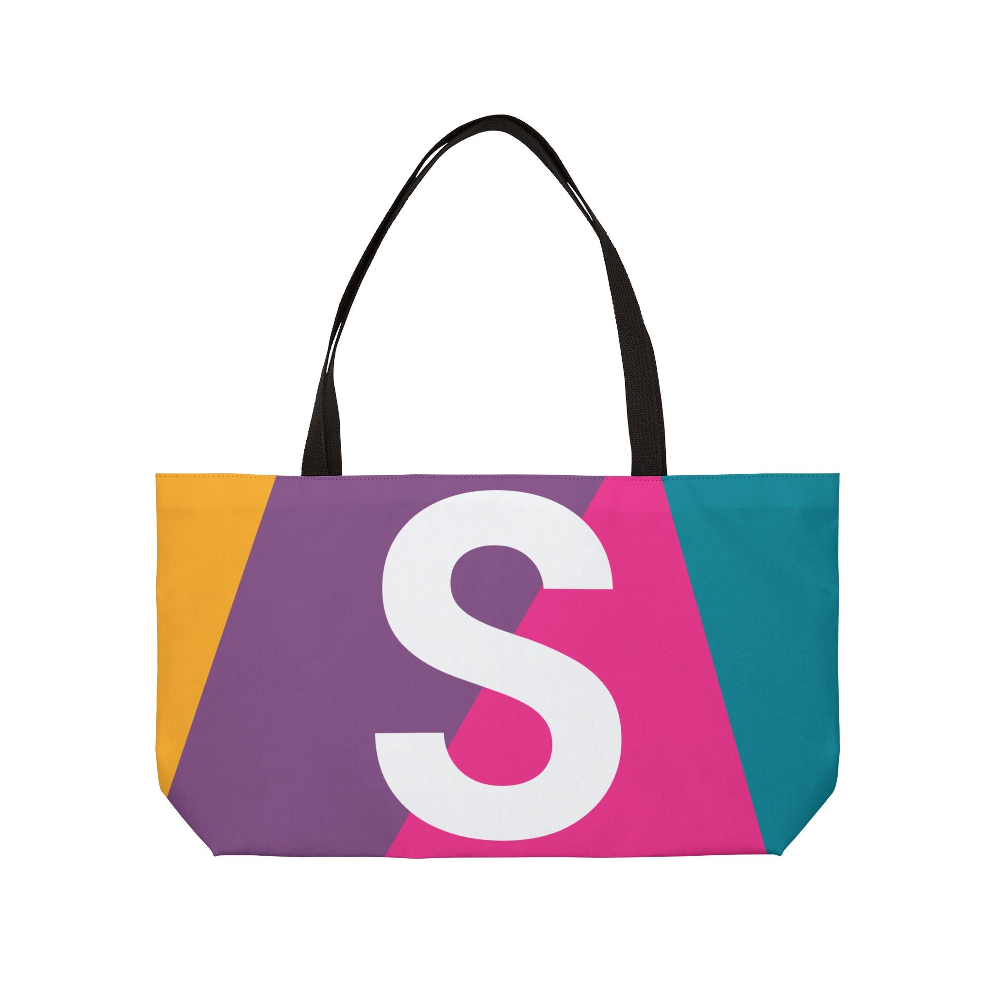 Personalized 'S' Colorblock Tote Bag — Monogram Weekender Tote