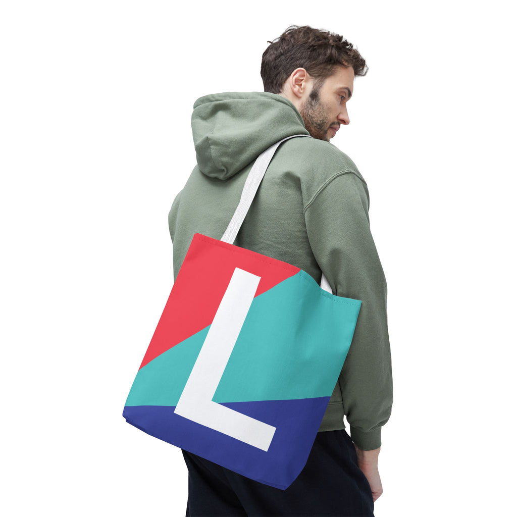 Monogram 'L' Colorblock Tote Bag — Personalized Initial L Shoulder Tote