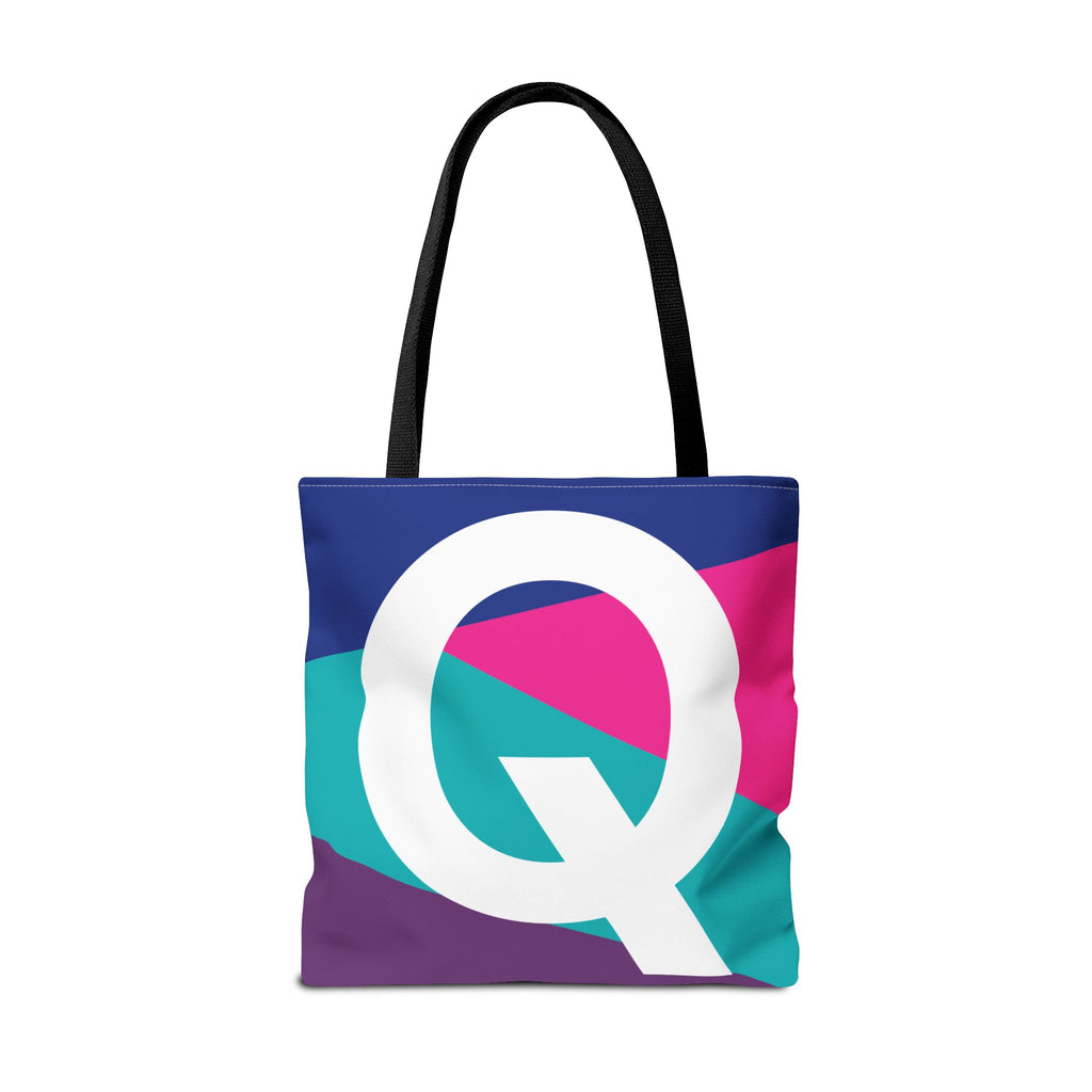 Monogram 'Q' Colorblock Tote Bag — Personalized Initial Q Shoulder Tote