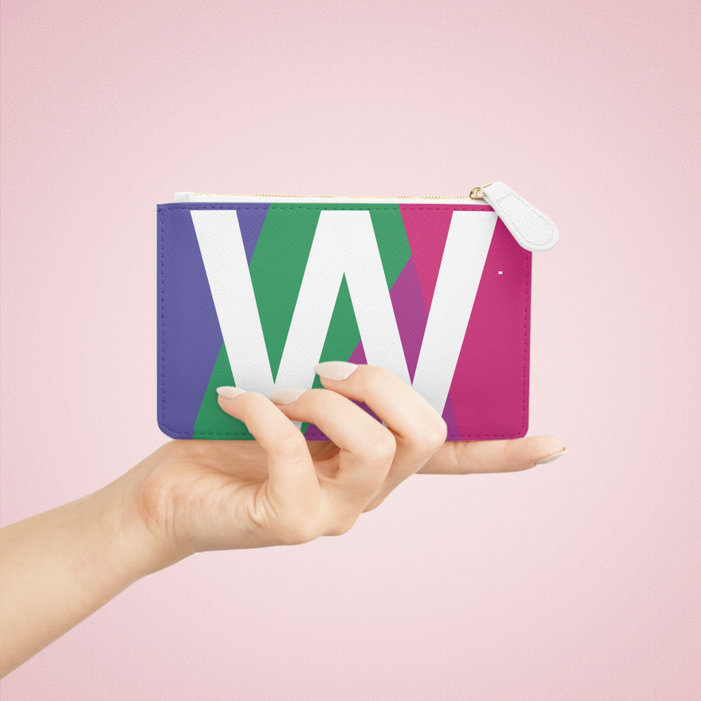 Initial W Mini Clutch — Colorblock Monogram Wristlet Wallet