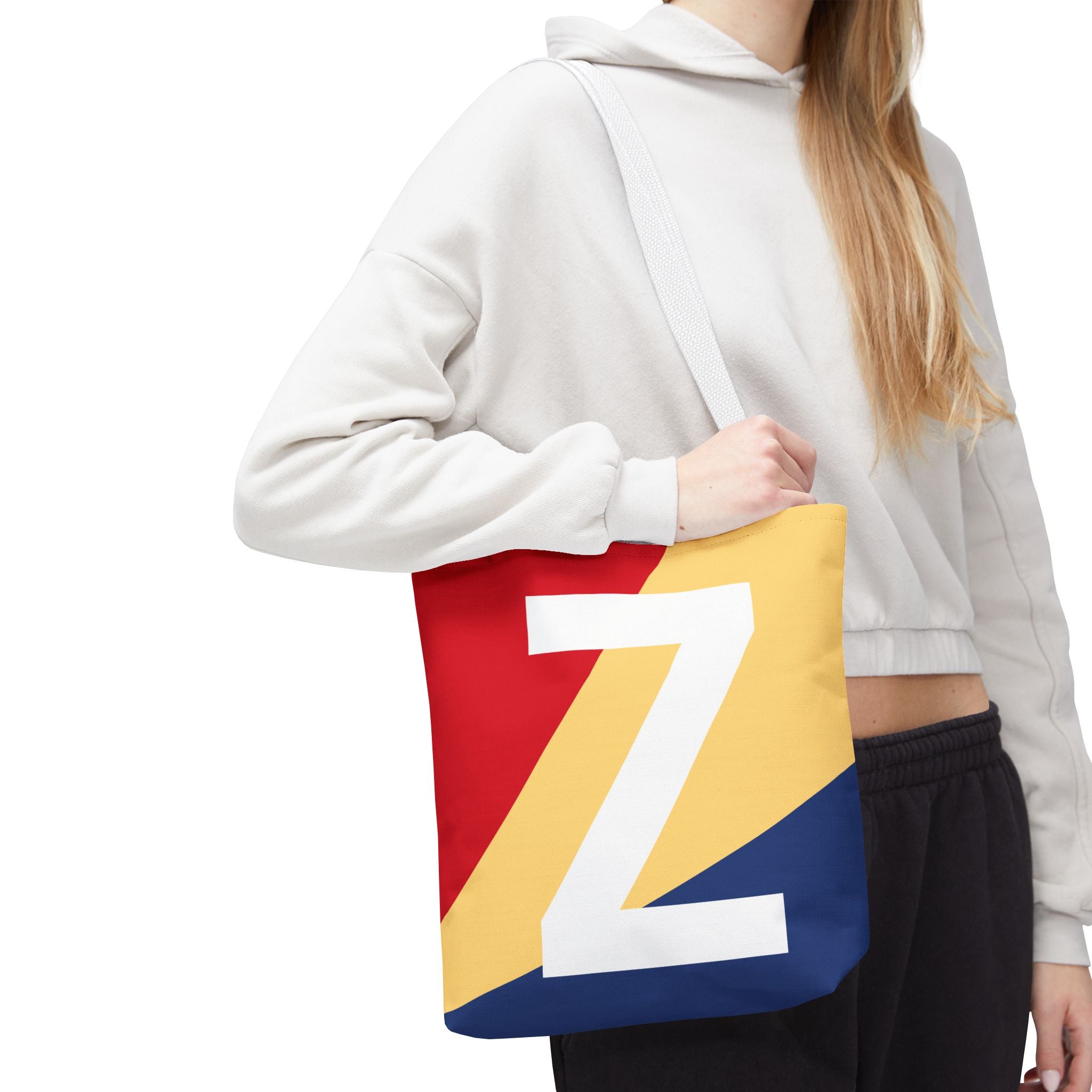 Monogram 'Z' Colorblock Tote Bag — Personalized Initial Z Shoulder Tote