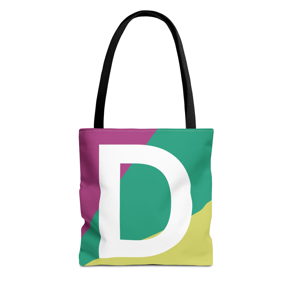 Monogram 'D' Colorblock Tote Bag — Personalized Initial D Shoulder Tote