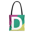 Monogram 'D' Colorblock Tote Bag — Personalized Initial D Shoulder Tote