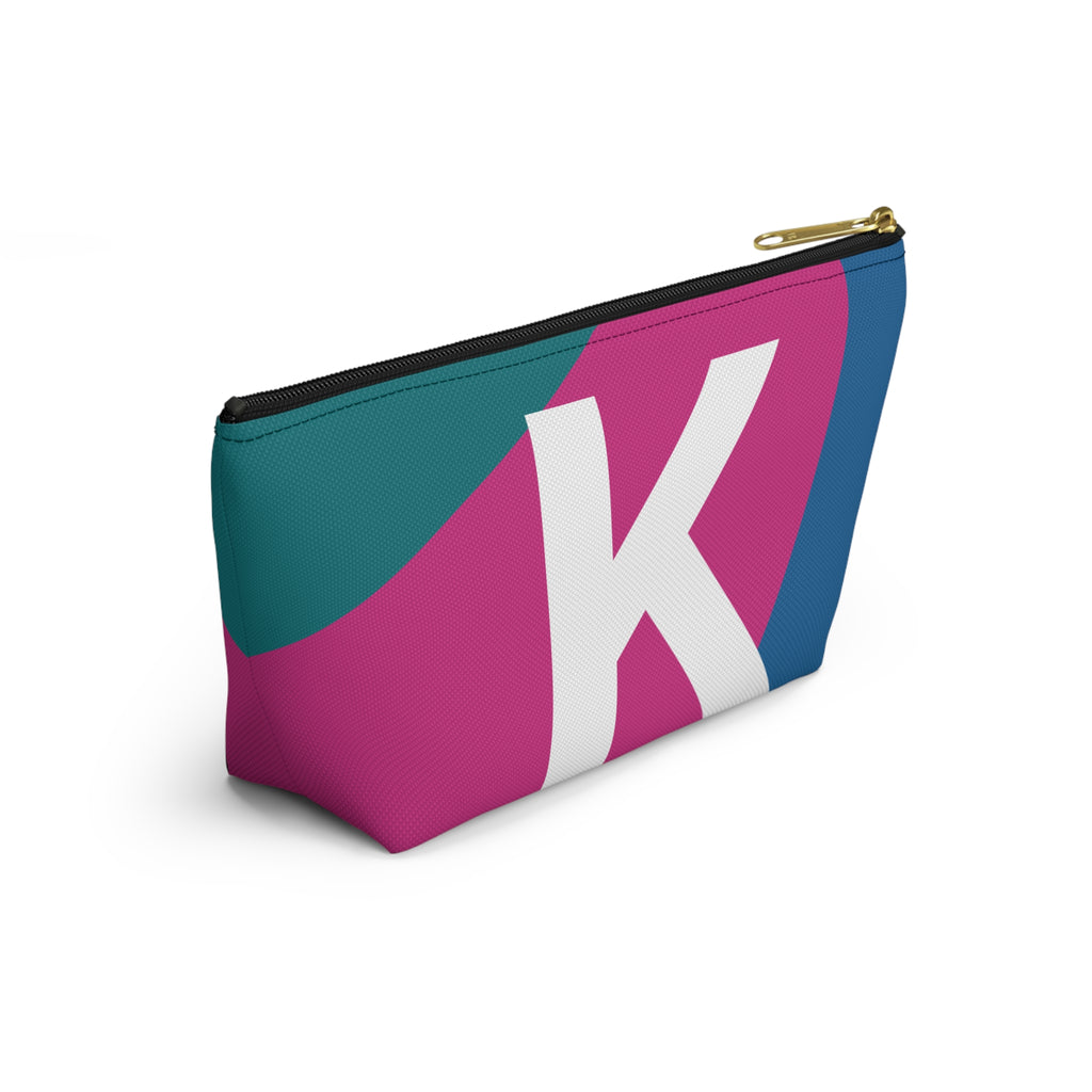 Initials Colorblock Accessory Pouch — Monogram K T-Bottom Cosmetic Bag