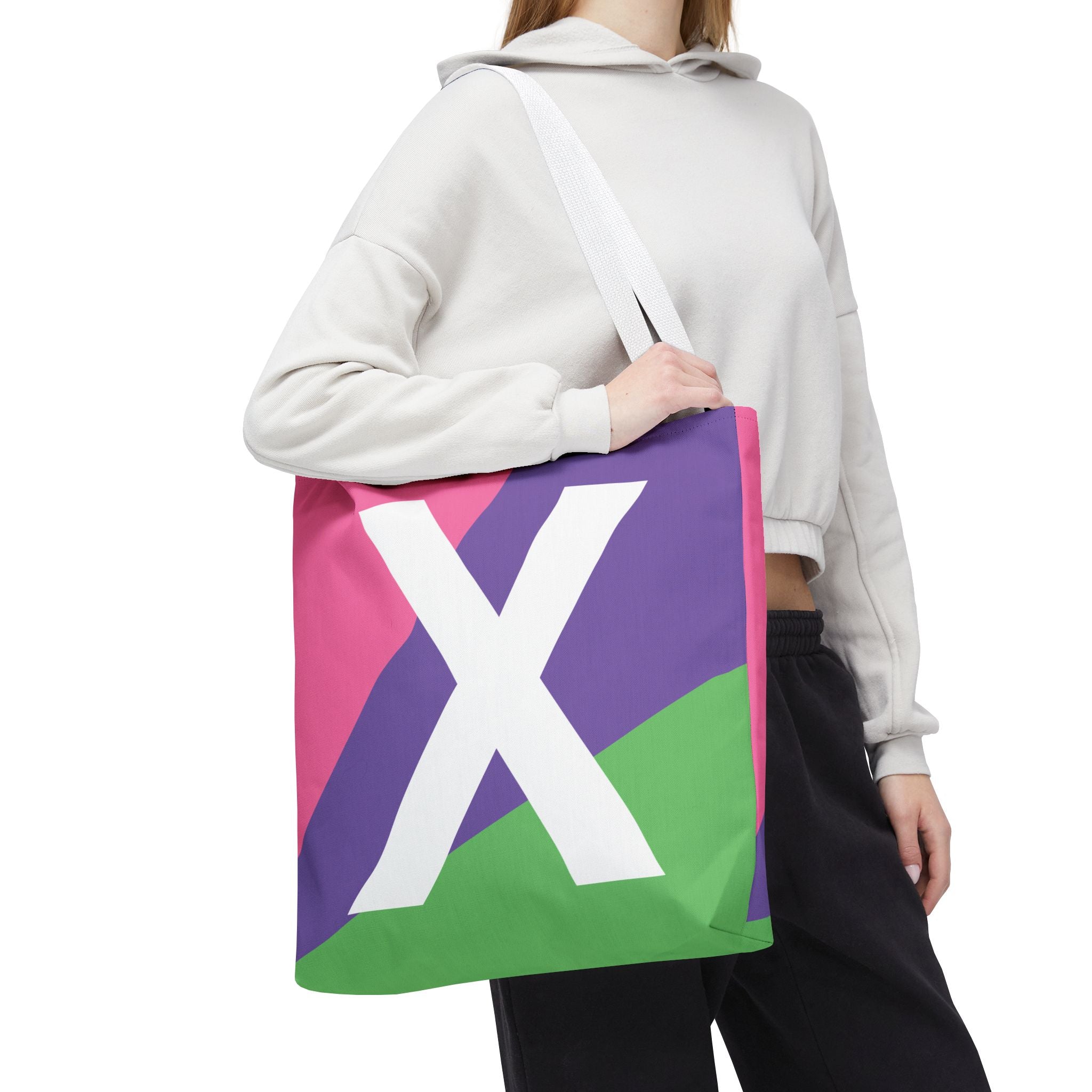 Monogram 'X' Colorblock Tote Bag — Personalized Initial X Shoulder Tote