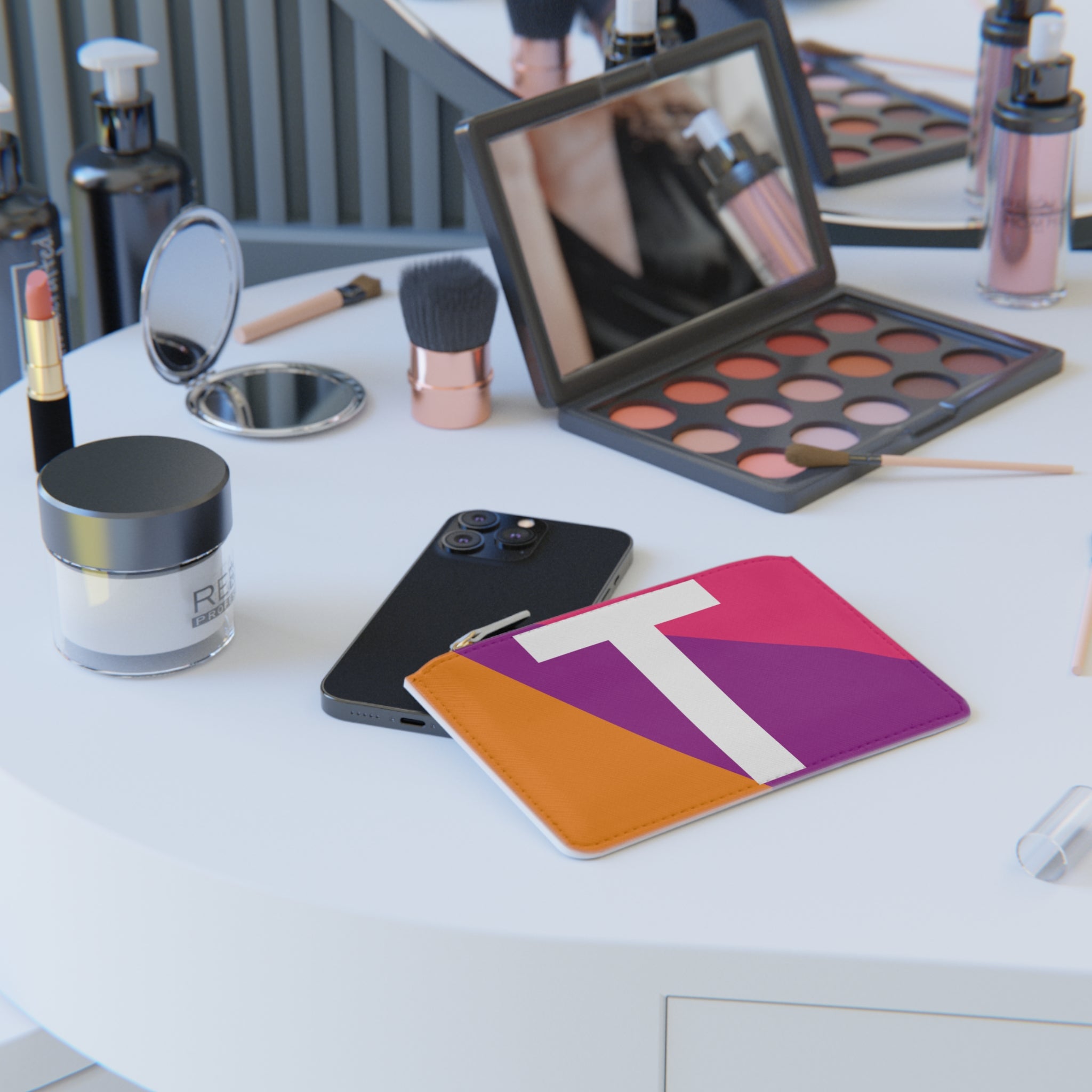 Initial T Mini Clutch — Colorblock Monogram Wristlet Wallet