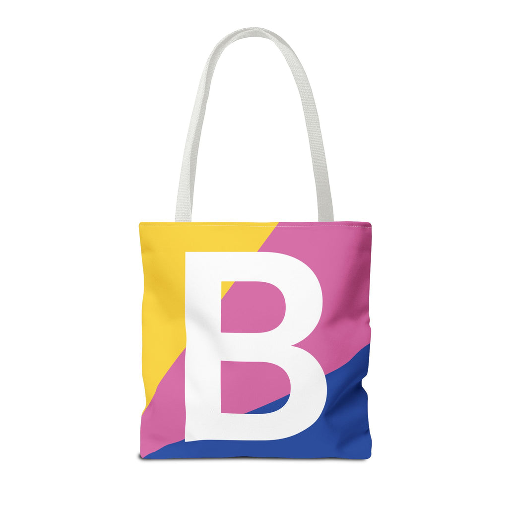 Monogram 'B' Colorblock Tote Bag — Personalized Initial B Shoulder Tote