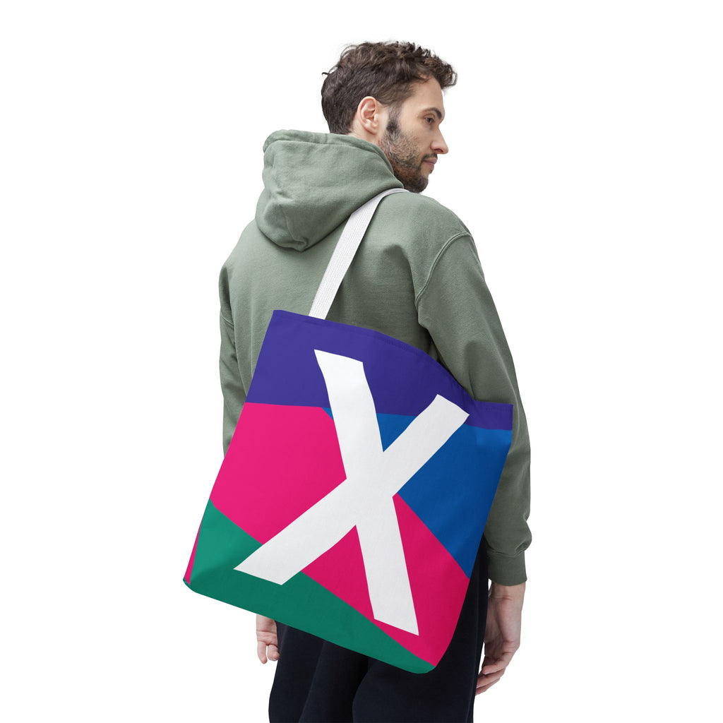 Monogram 'X' Colorblock Tote Bag — Personalized Initial X Shoulder Tote
