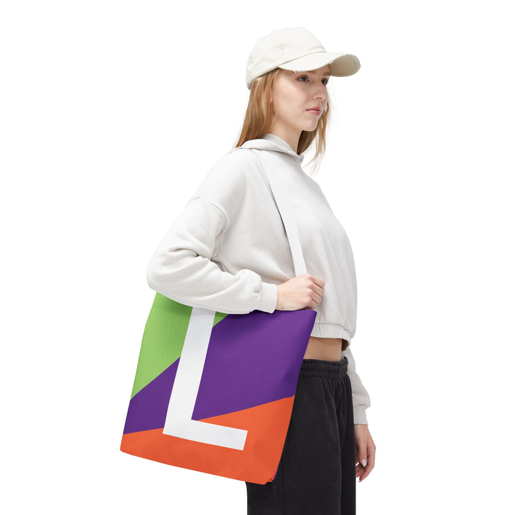 Monogram 'L' Colorblock Tote Bag — Personalized Initial L Shoulder Tote