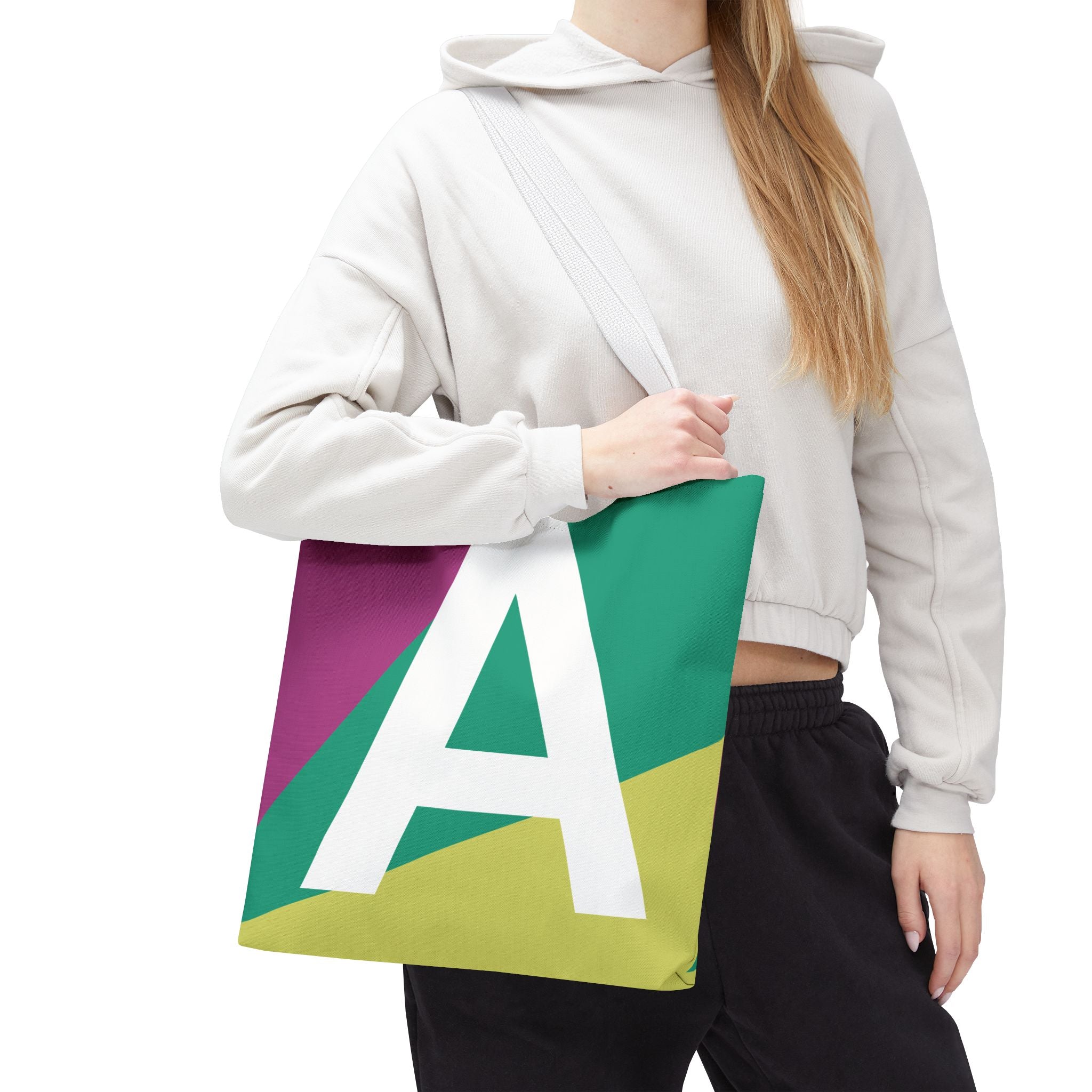 Monogram 'A' Colorblock Tote Bag — Personalized Initial A Shoulder Tote