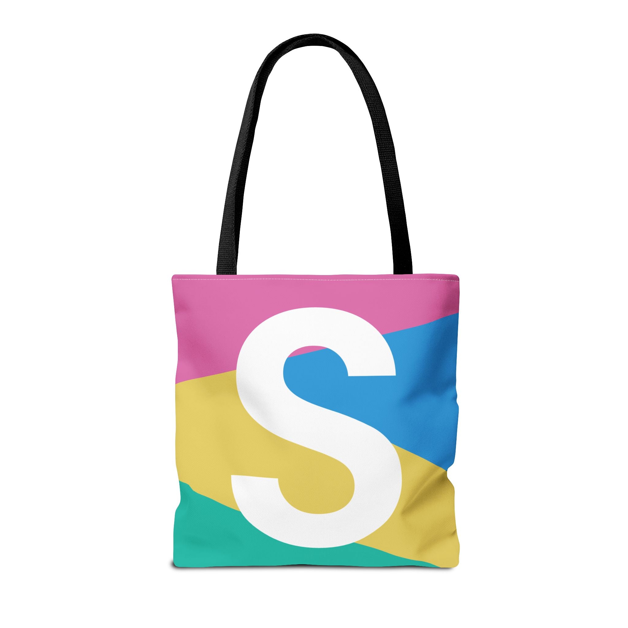 Monogram 'S' Colorblock Tote Bag — Personalized Initial S Shoulder Tote