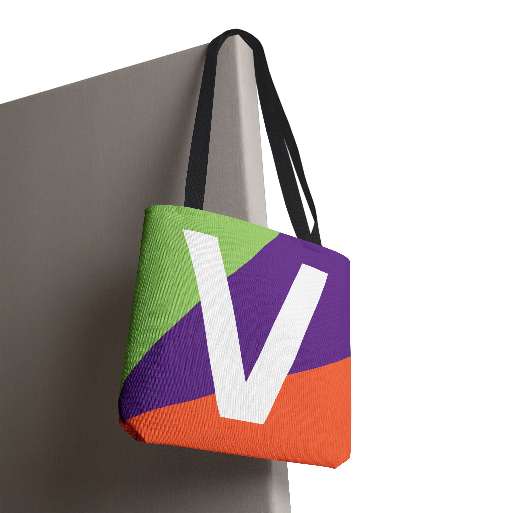 Monogram 'V' Colorblock Tote Bag — Personalized Initial V Shoulder Tote