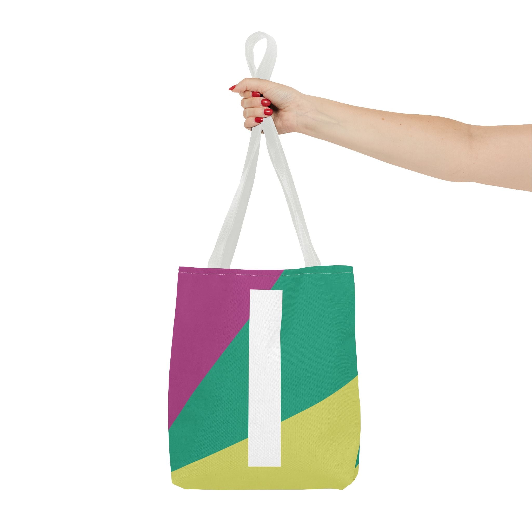 Monogram 'I' Colorblock Tote Bag — Personalized Initial I Shoulder Tote