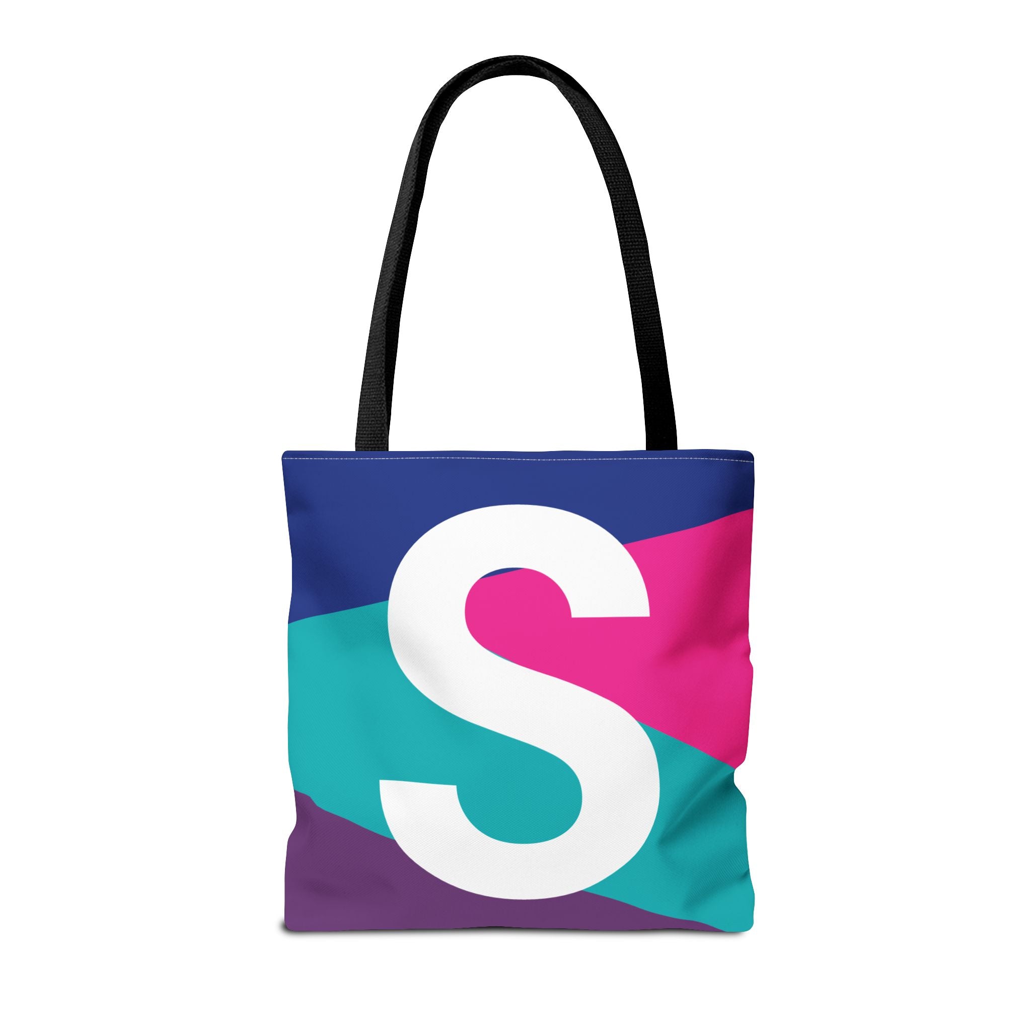 Monogram 'S' Colorblock Tote Bag — Personalized Initial S Shoulder Tote