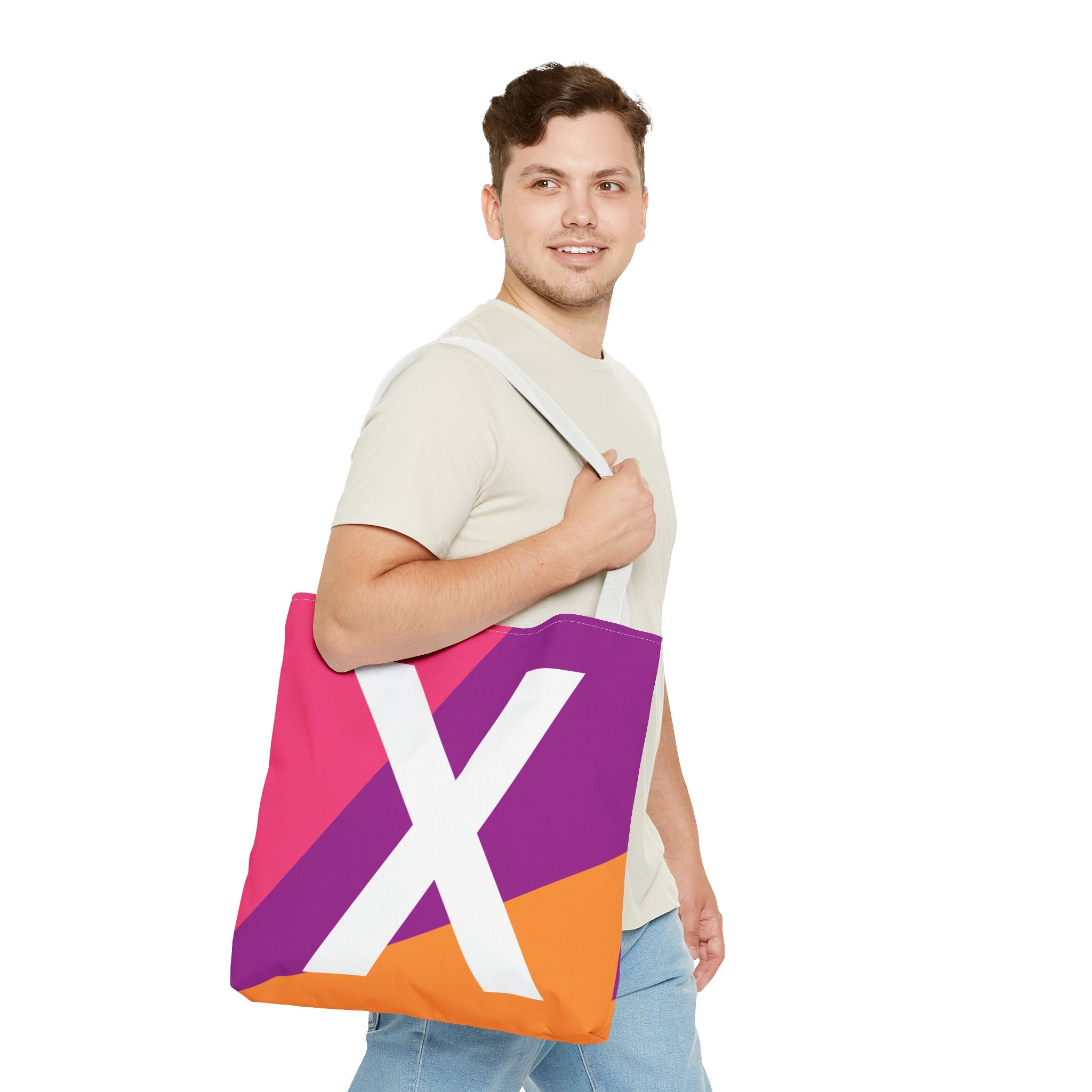 Monogram 'X' Colorblock Tote Bag — Personalized Initial X Shoulder Tote