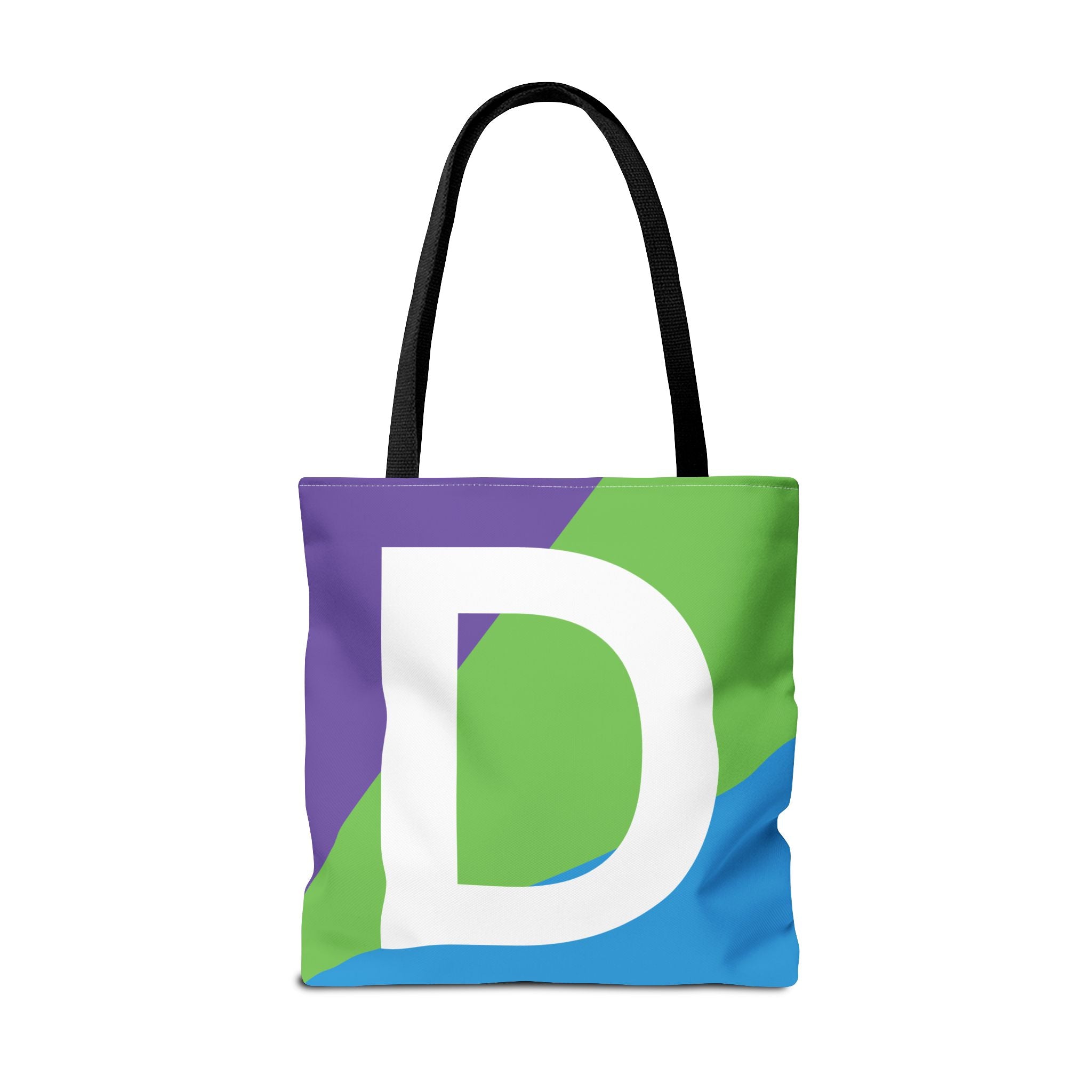 Monogram 'D' Colorblock Tote Bag — Personalized Initial D Shoulder Tote