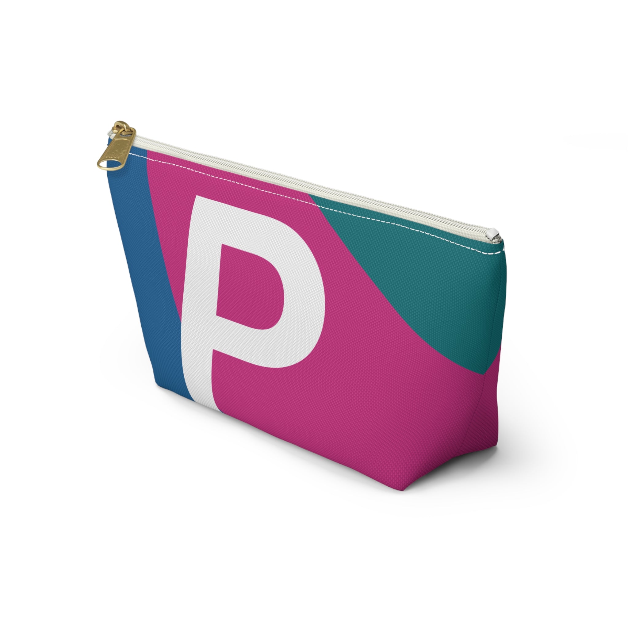 Initials Colorblock Accessory Pouch — Monogram P T-Bottom Cosmetic Bag
