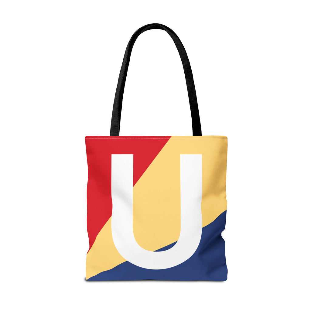 Monogram 'U' Colorblock Tote Bag — Personalized Initial U Shoulder Tote