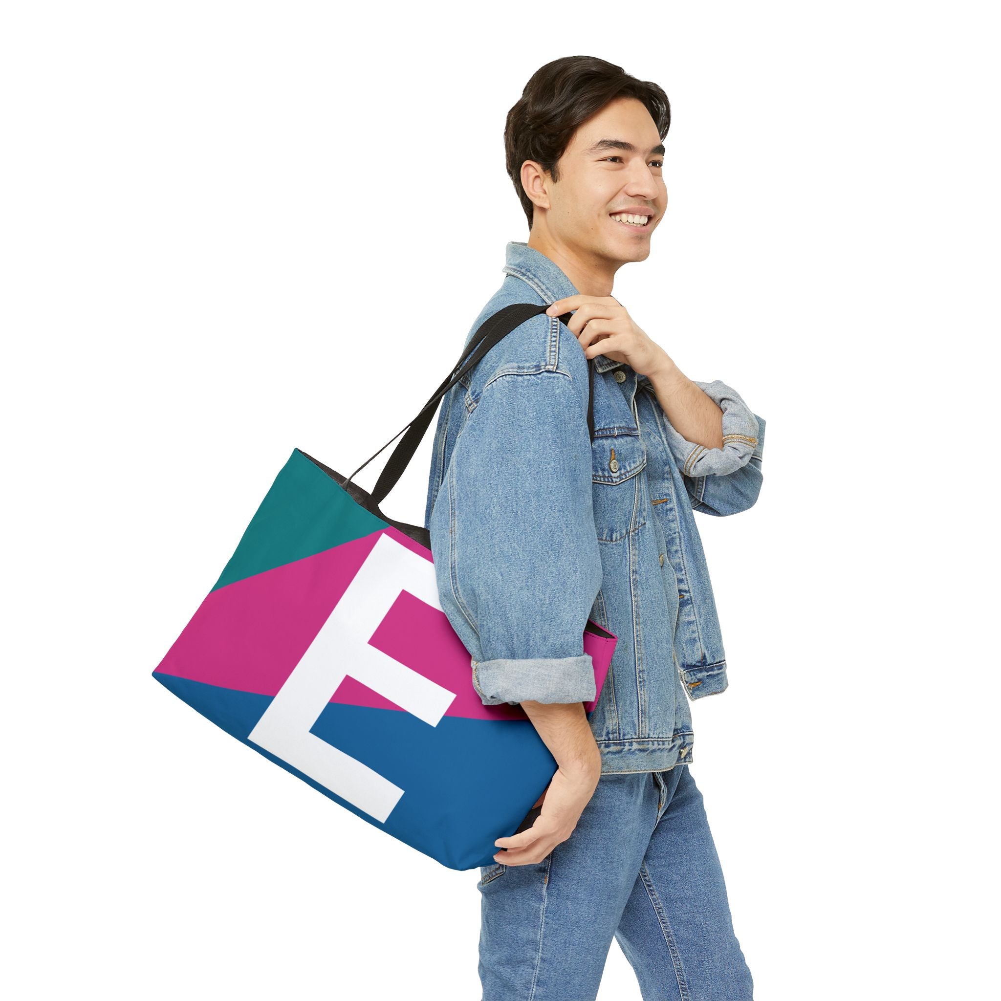 Personalized 'E' Colorblock Tote Bag — Monogram Weekender Tote