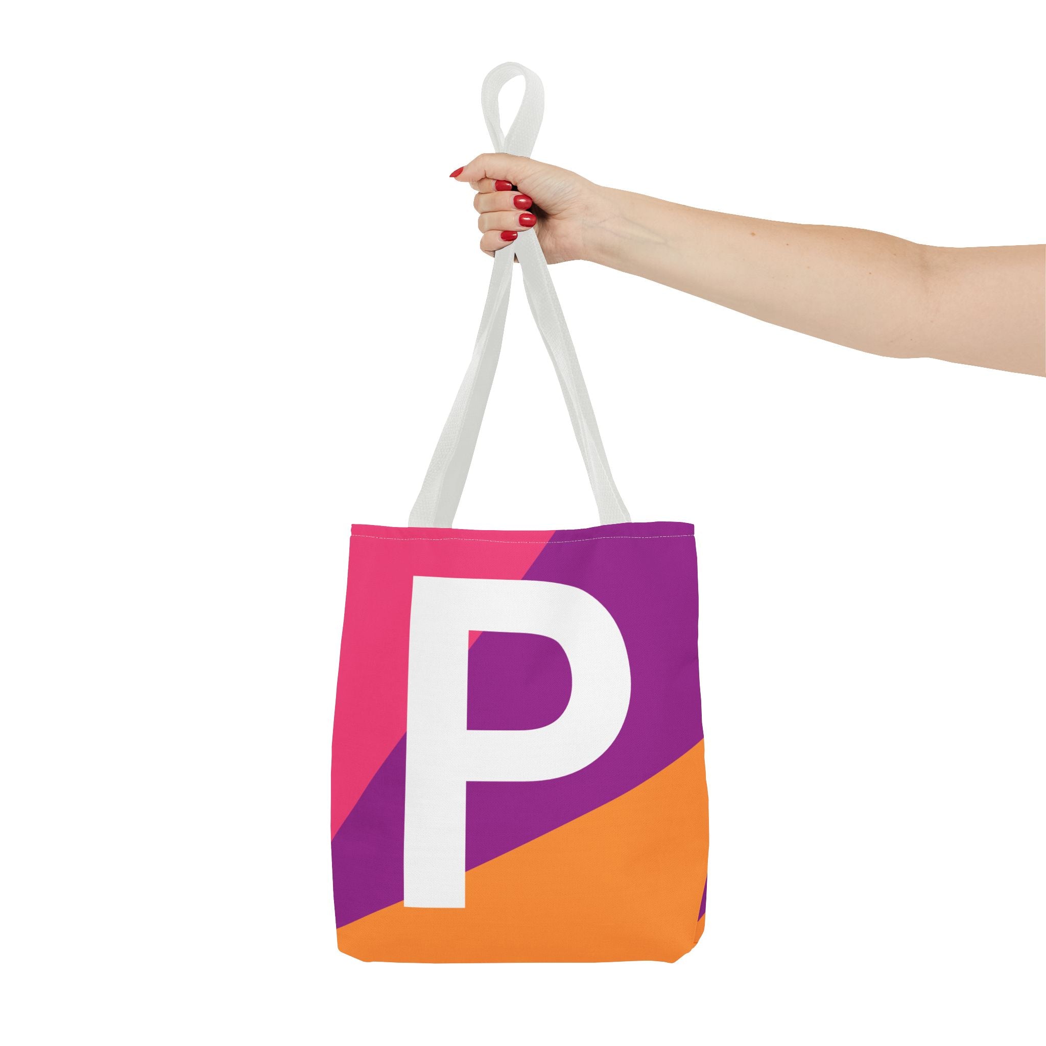 Monogram 'P' Colorblock Tote Bag — Personalized Initial P Shoulder Tote