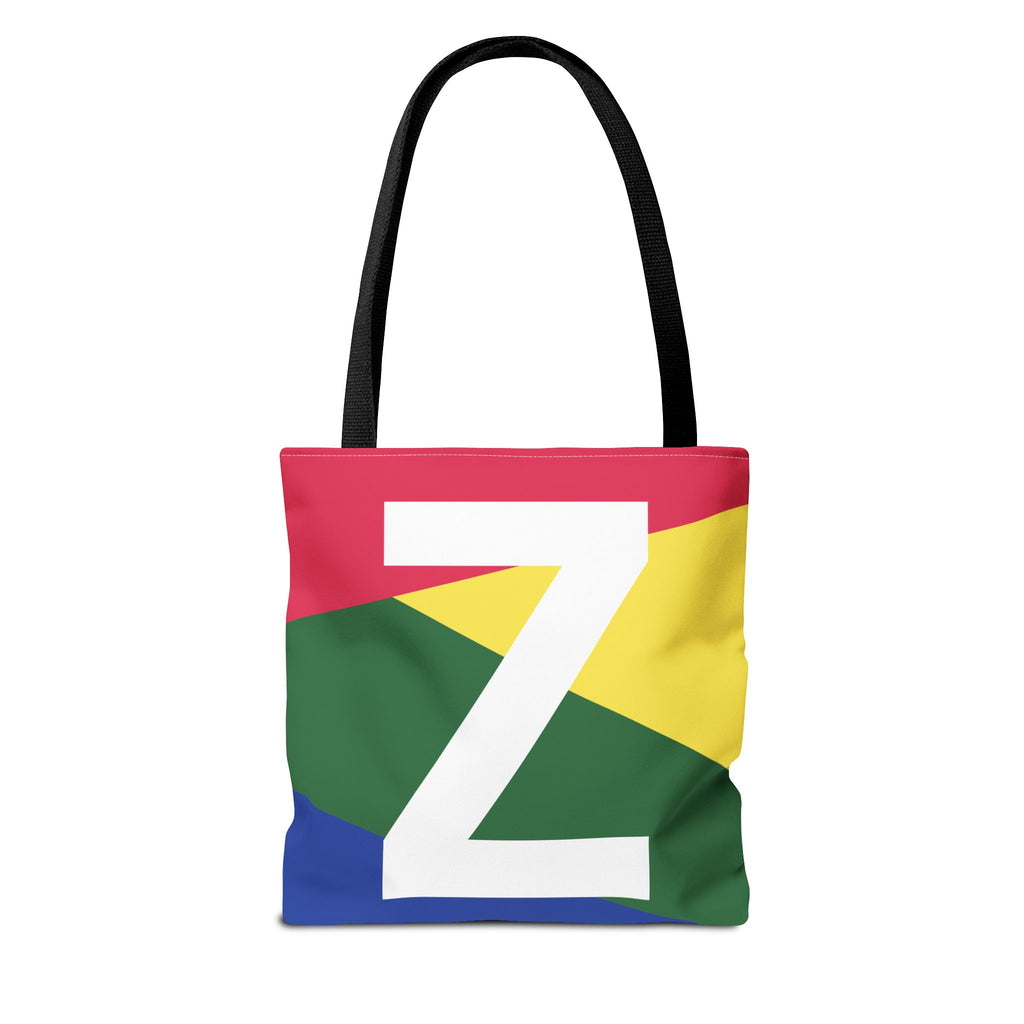 Monogram 'Z' Colorblock Tote Bag — Personalized Initial Z Shoulder Tote