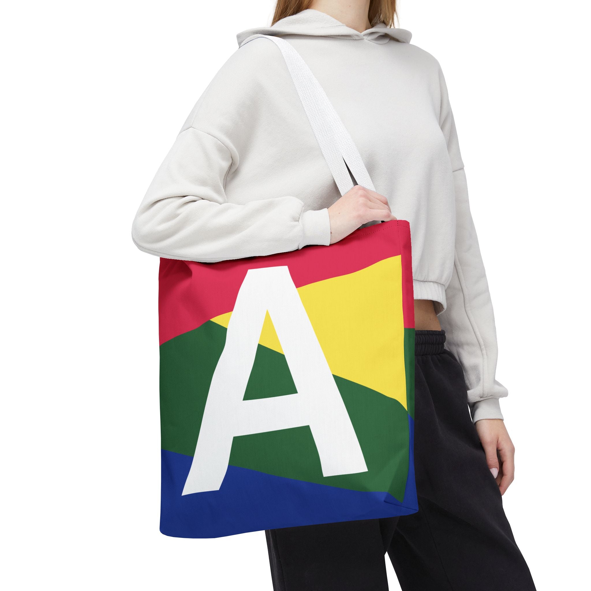Monogram 'A' Colorblock Tote Bag — Personalized Initial A Shoulder Tote