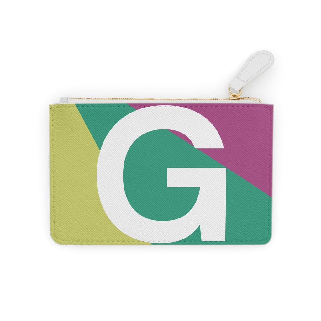 Initial G Mini Clutch — Colorblock Monogram Wristlet Wallet