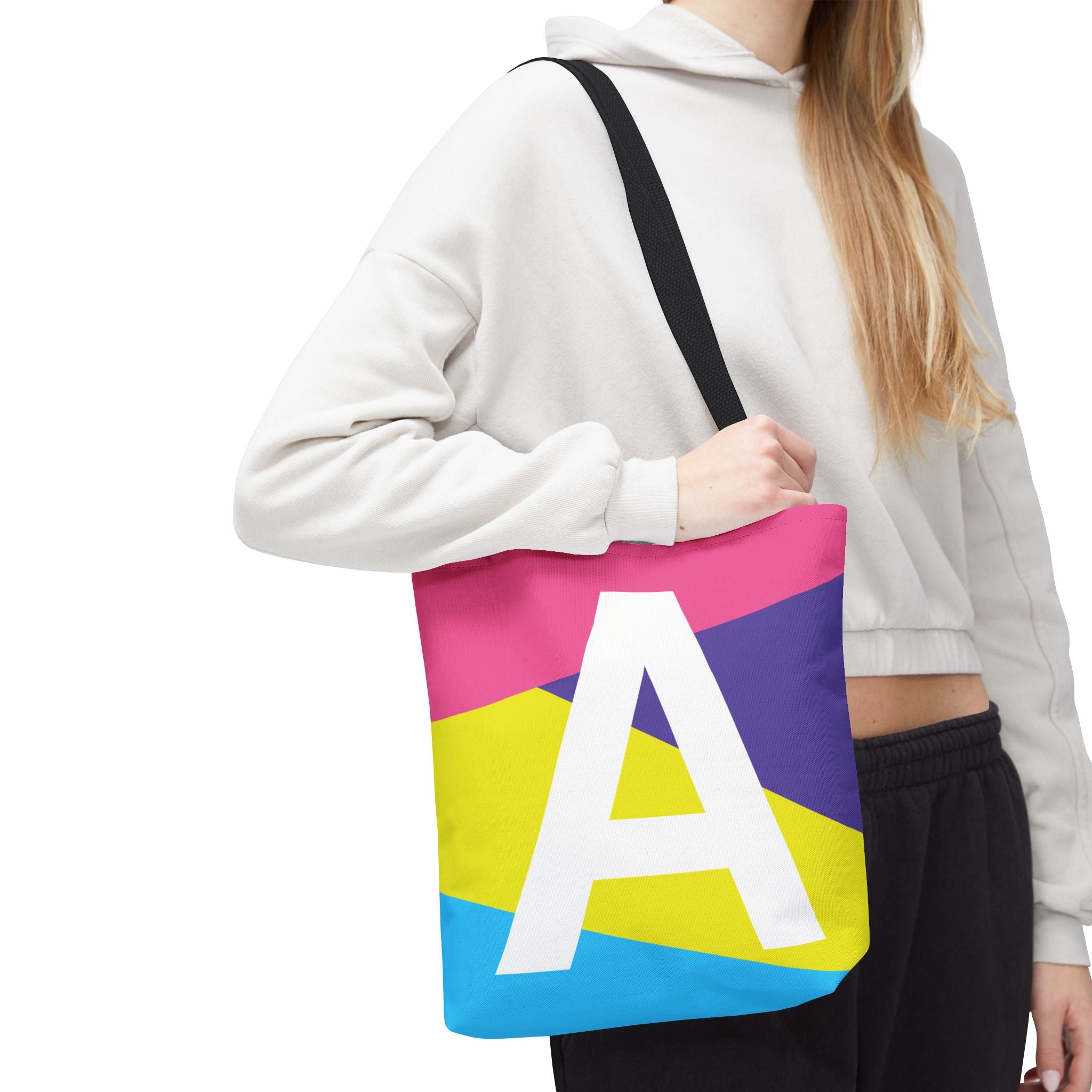 Monogram 'A' Colorblock Tote Bag — Personalized Initial A Shoulder Tote