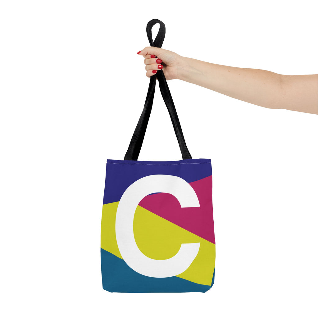 Monogram 'C' Colorblock Tote Bag — Personalized Initial C Shoulder Tote