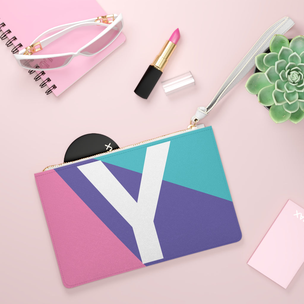 Monogram 'Y' Colorblock Clutch Bag — Bold Geometric Wristlet for Everyday & Gifts