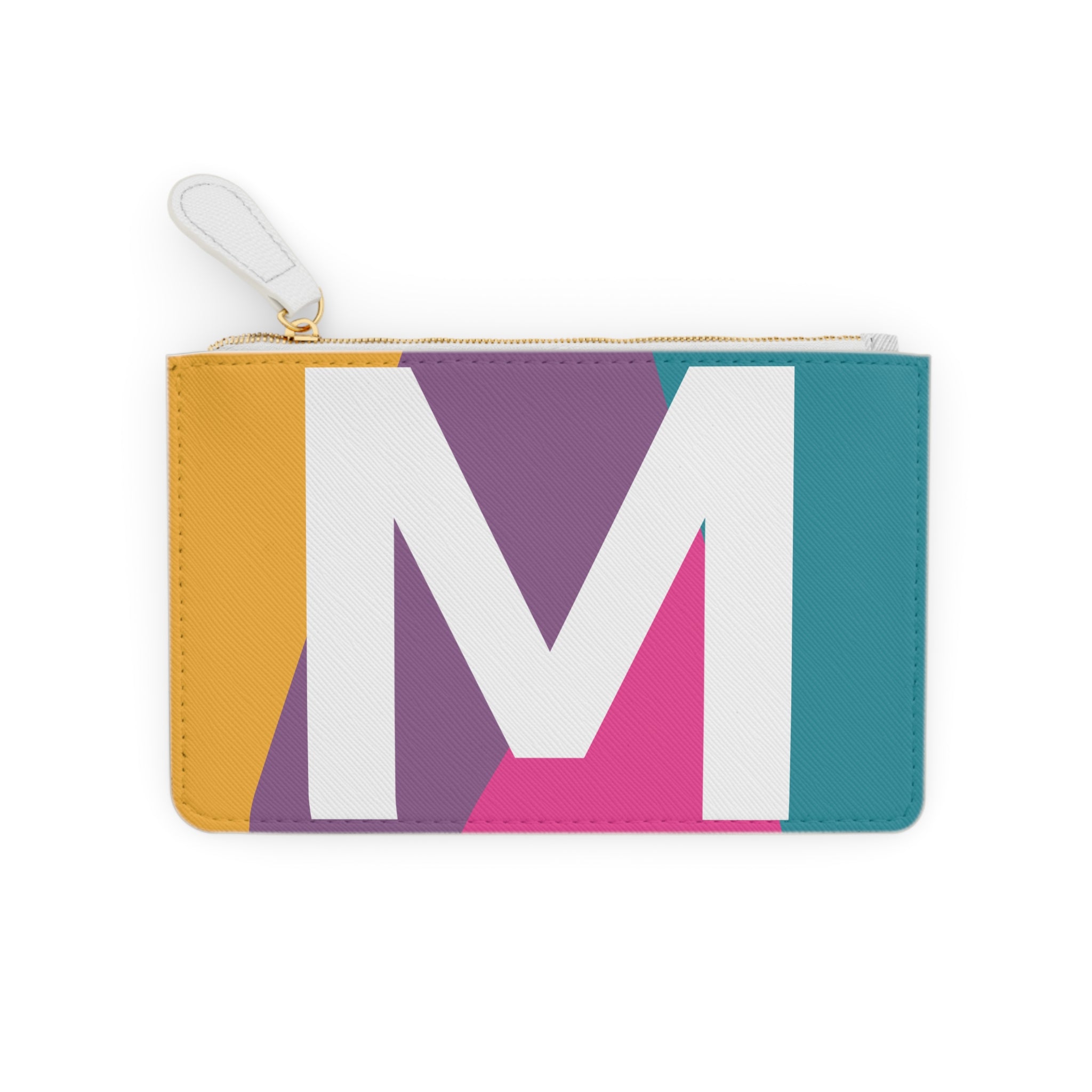 Initial M Mini Clutch — Colorblock Monogram Wristlet Wallet